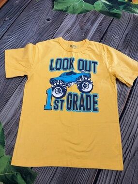 The Children's Place Yellow Tee with Blue Monster Truck Graphic